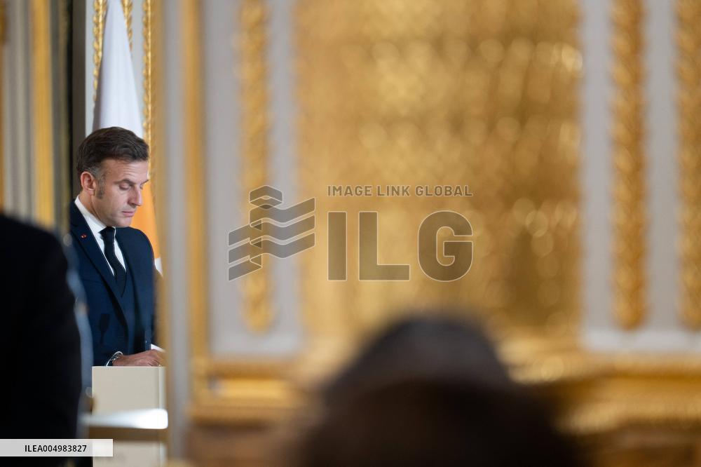 Press Conference of Emmanuel Macron With Nikos Christodoulides - Paris