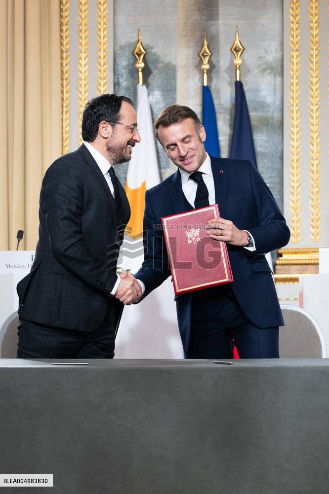 Press Conference of Emmanuel Macron With Nikos Christodoulides - Paris