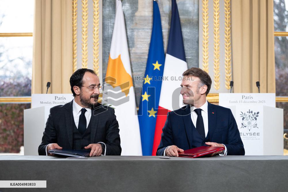 Press Conference of Emmanuel Macron With Nikos Christodoulides - Paris