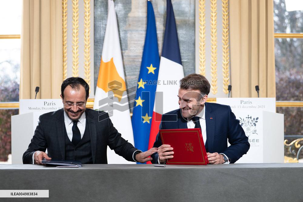 Press Conference of Emmanuel Macron With Nikos Christodoulides - Paris