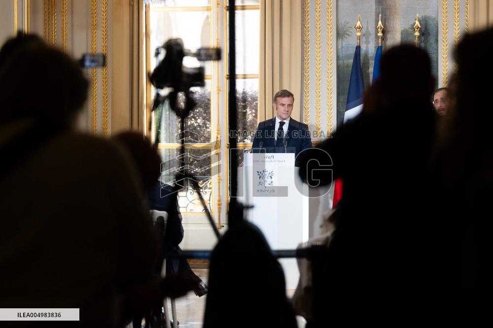 Press Conference of Emmanuel Macron With Nikos Christodoulides - Paris