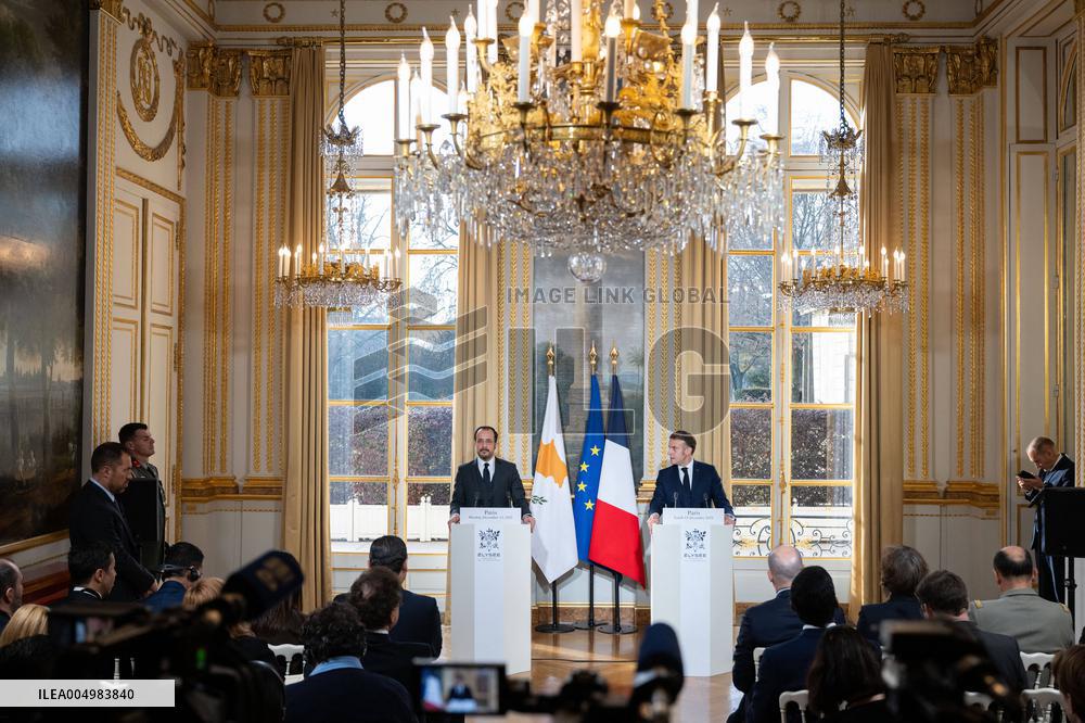 Press Conference of Emmanuel Macron With Nikos Christodoulides - Paris