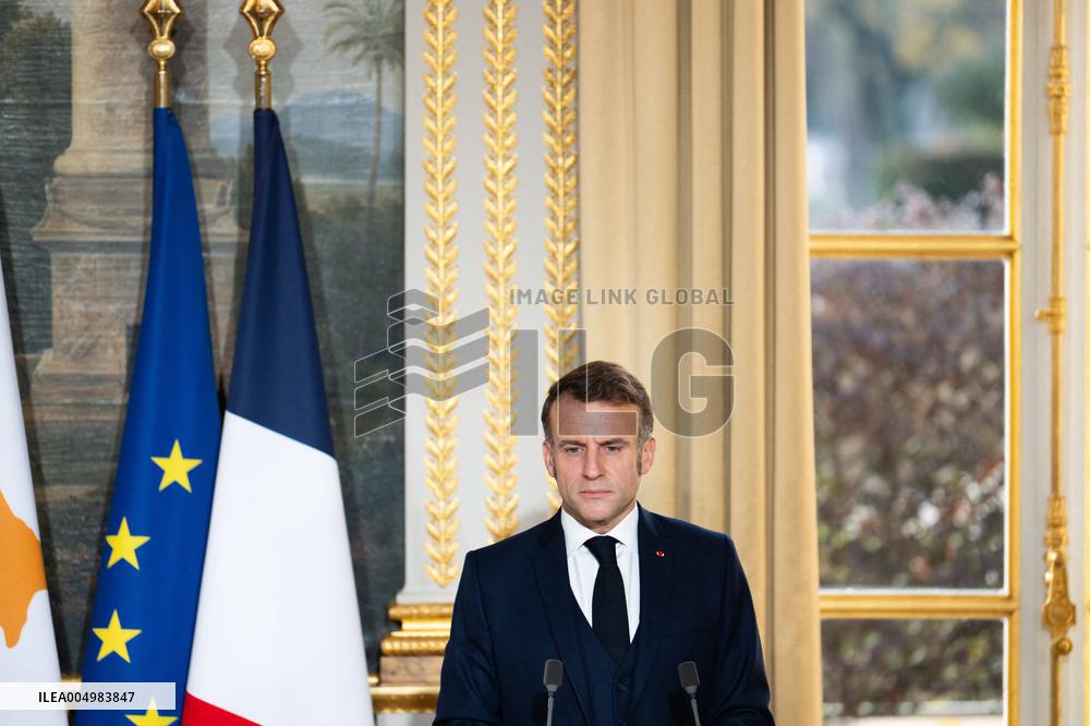 Press Conference of Emmanuel Macron With Nikos Christodoulides - Paris