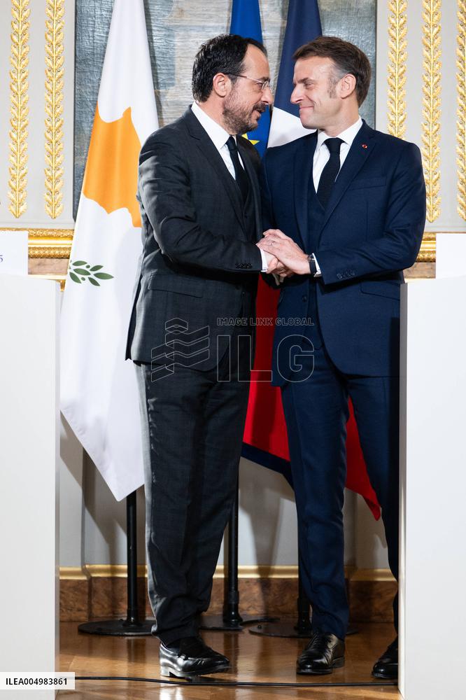 Press Conference of Emmanuel Macron With Nikos Christodoulides - Paris