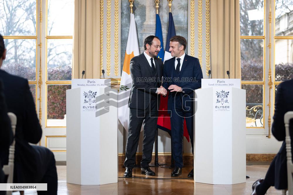 Press Conference of Emmanuel Macron With Nikos Christodoulides - Paris