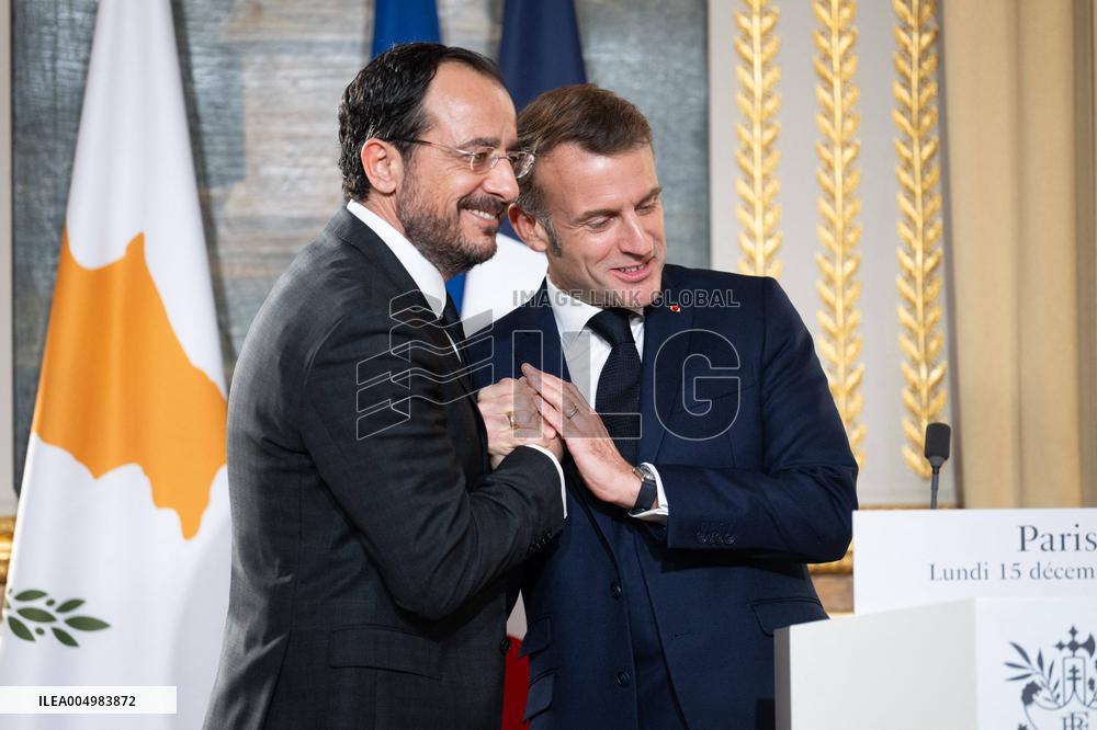 Press Conference of Emmanuel Macron With Nikos Christodoulides - Paris