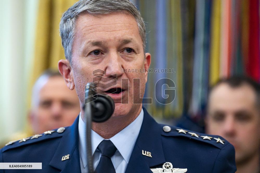 President Donald Trump Awards Mexican Border Defense Medal in Oval Office