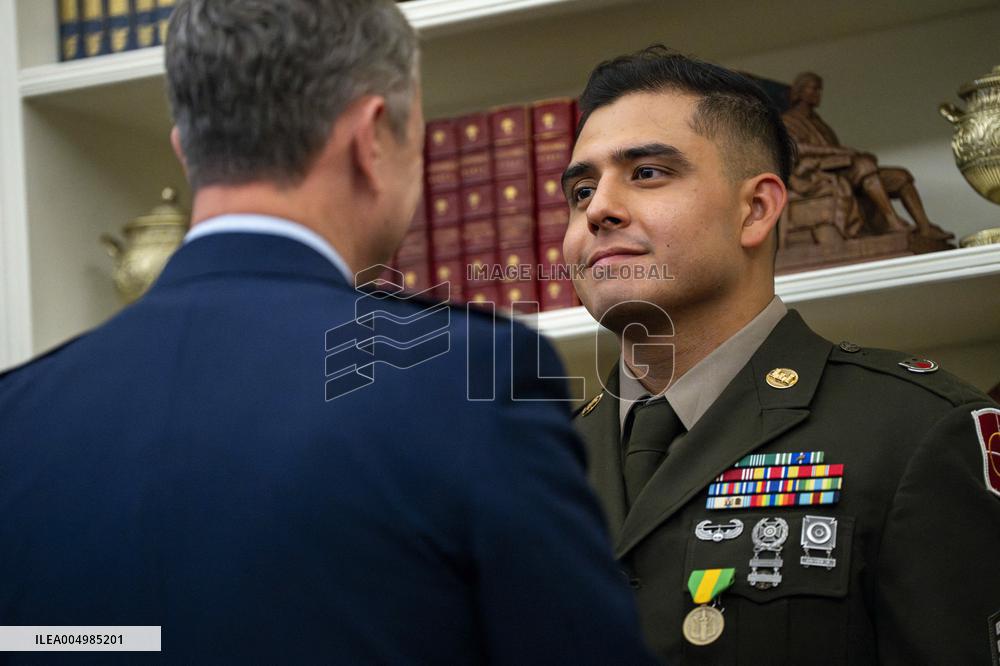President Donald Trump Awards Mexican Border Defense Medal in Oval Office