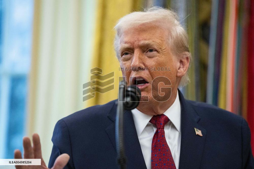 President Donald Trump Awards Mexican Border Defense Medal in Oval Office