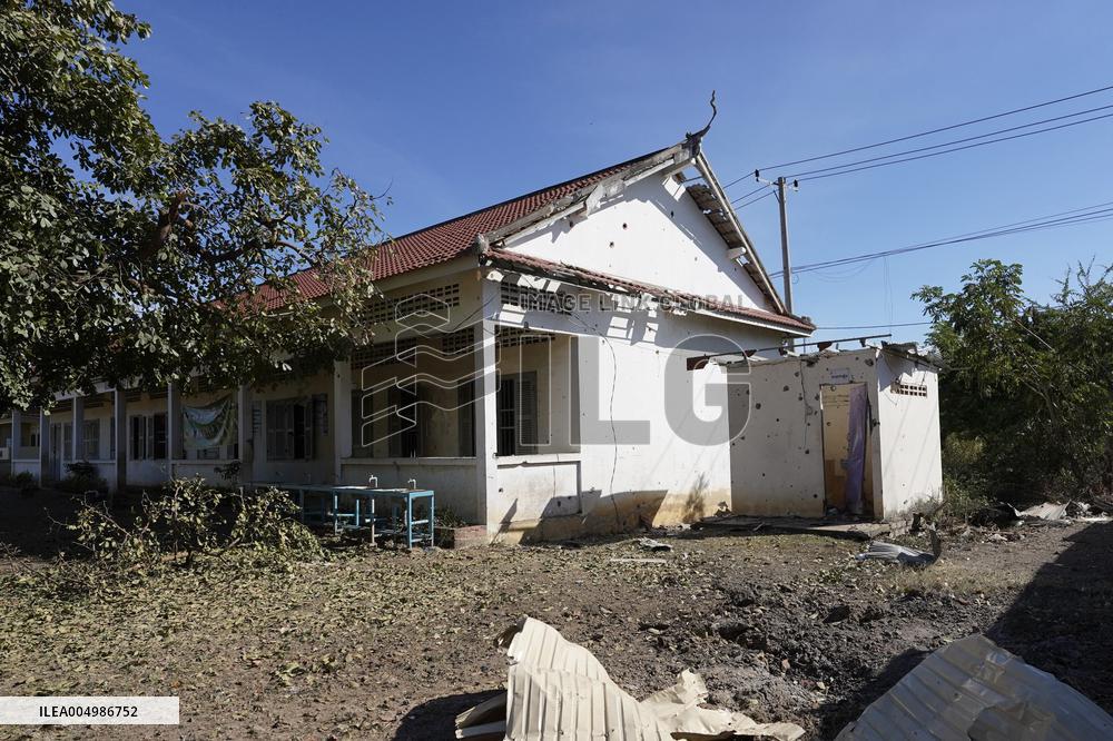 House Damaged By Thai Artillery Shells - Cambodia