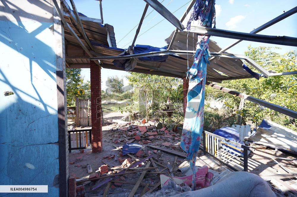 House Damaged By Thai Artillery Shells - Cambodia