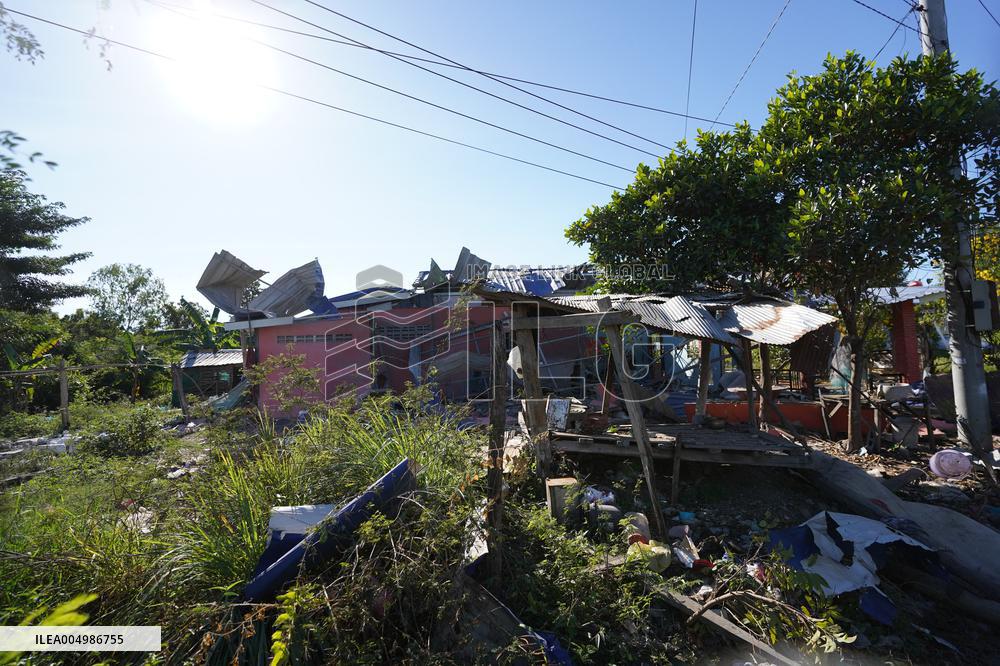 House Damaged By Thai Artillery Shells - Cambodia
