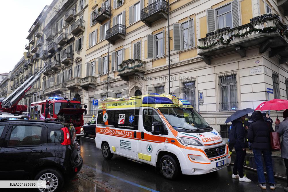 Fire Breaks Out In Palazzo On Corso Re Umberto - Italy