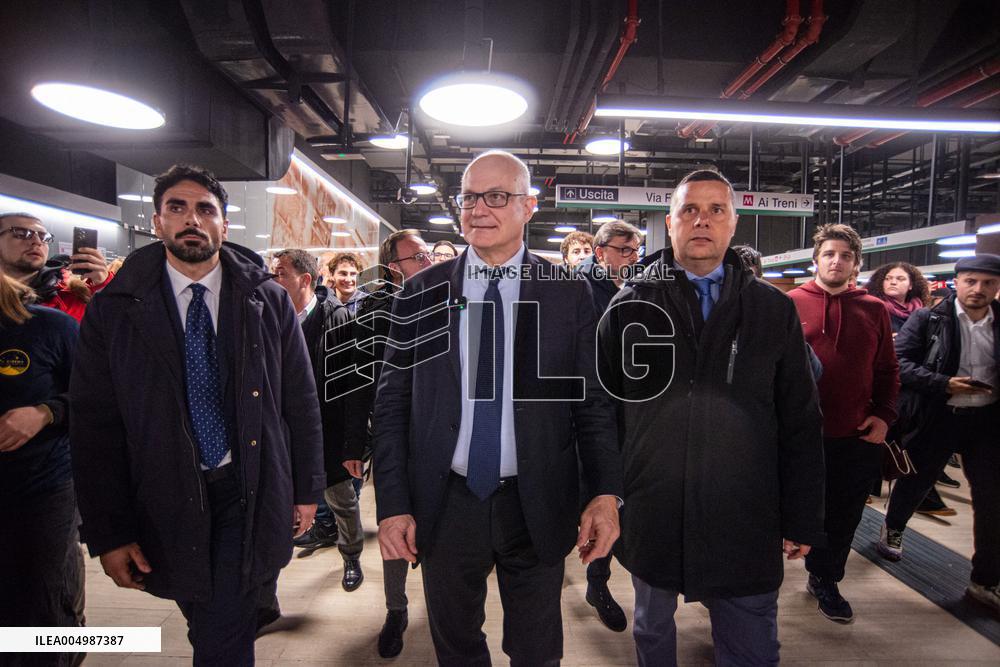 Mayor Roberto Gualtieri First Metro C Journey from Colosseo to Porta Metronia - Rome