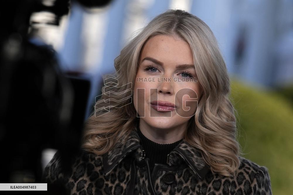 Karoline Leavitt talks to the media - Washington