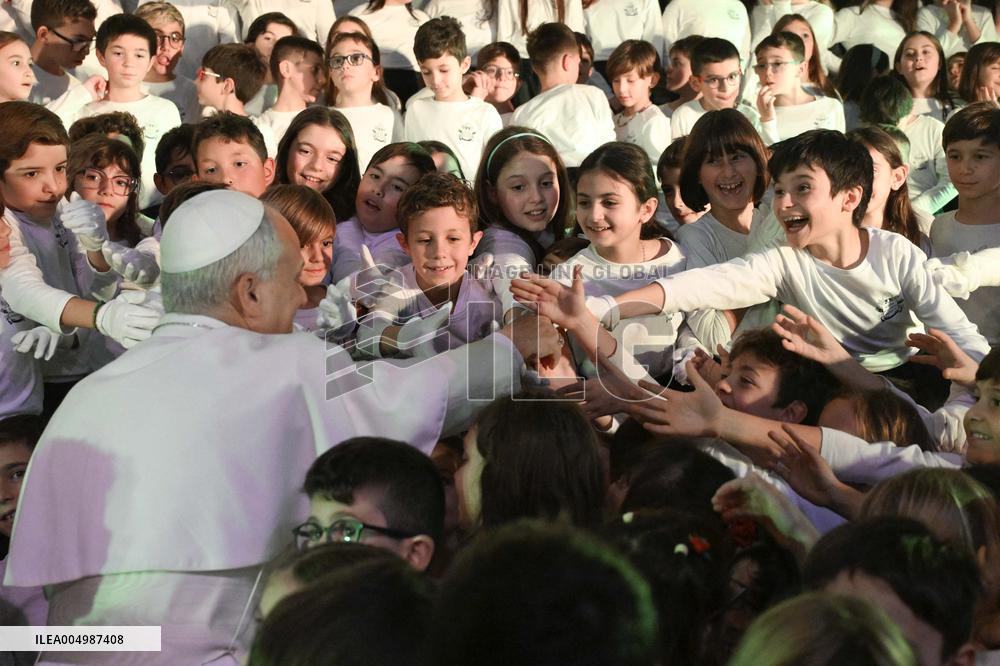 Pope Leo XIV At School Christmas Concert in Castel Gandolfo - Italy