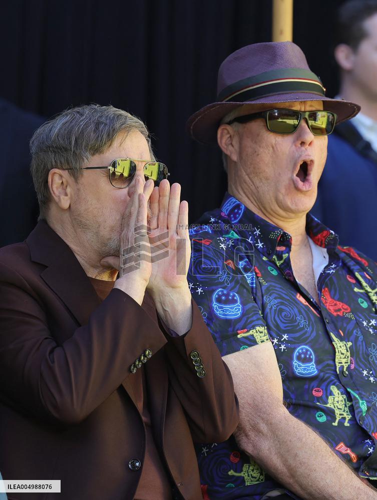 Spongebob Squarepants Places His Hand And Footprints In Cement - LA