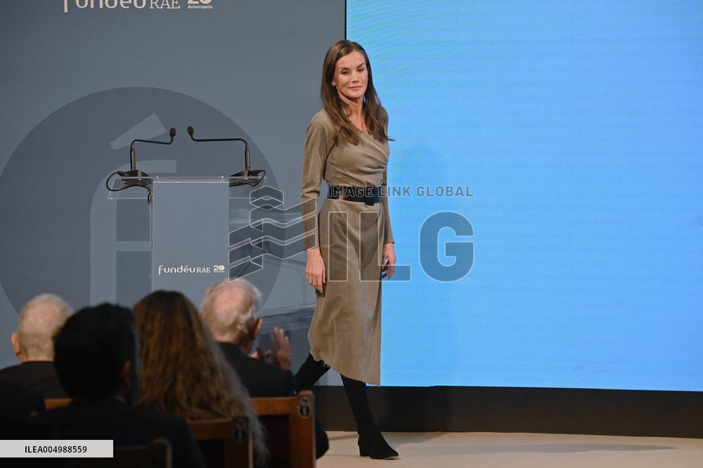 Queen Letizia At FundeuRAE Anniversary - Madrid