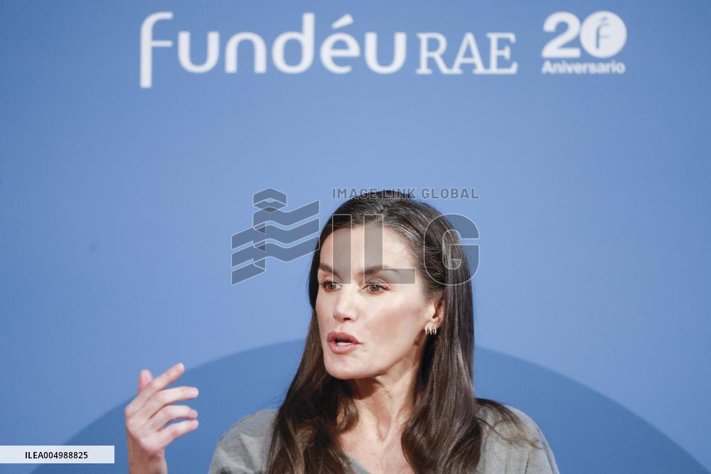 Queen Letizia At FundeuRAE Anniversary - Madrid
