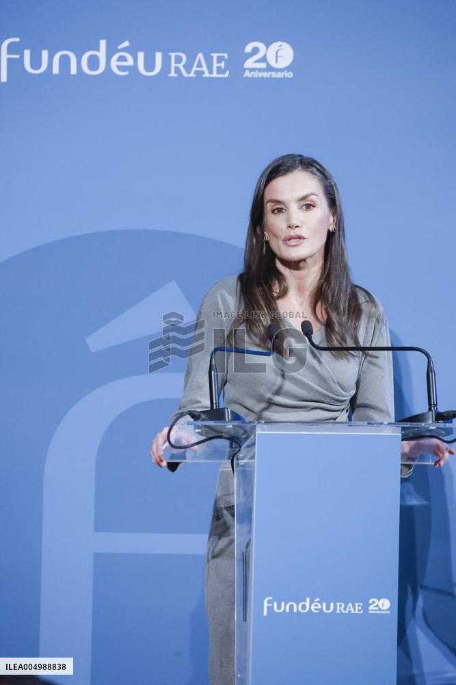 Queen Letizia At FundeuRAE Anniversary - Madrid