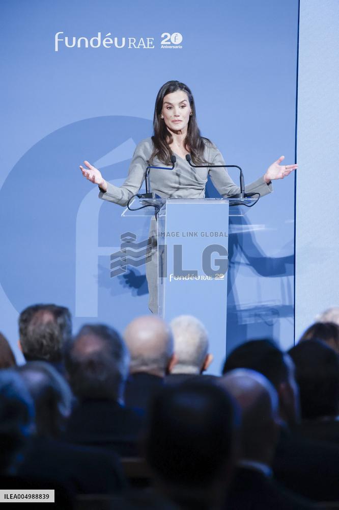 Queen Letizia At FundeuRAE Anniversary - Madrid