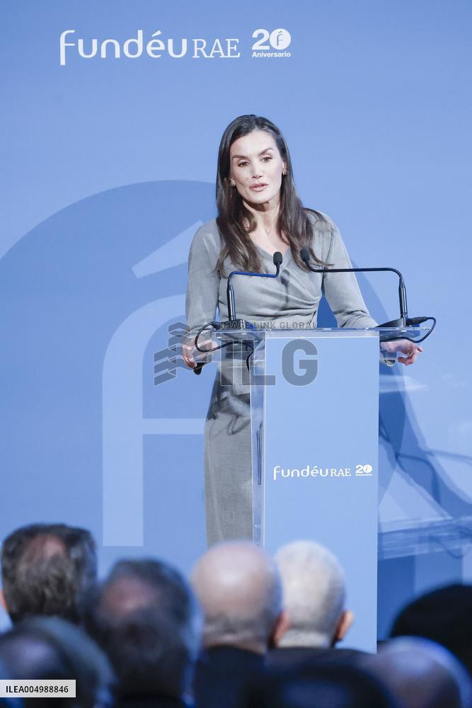 Queen Letizia At FundeuRAE Anniversary - Madrid