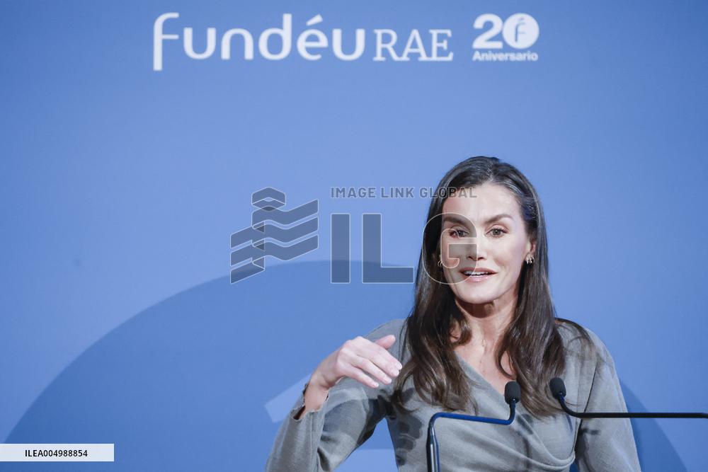 Queen Letizia At FundeuRAE Anniversary - Madrid
