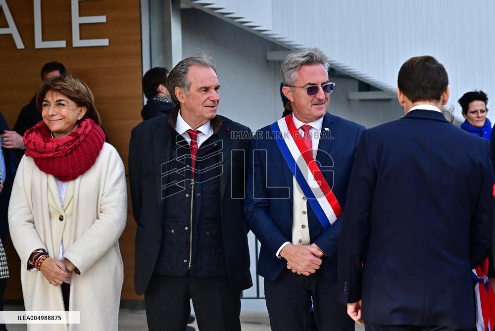 French President Macron Inaugurates Police Station In Marseille - France