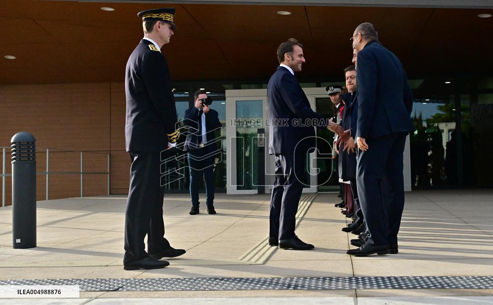 French President Macron Inaugurates Police Station In Marseille - France