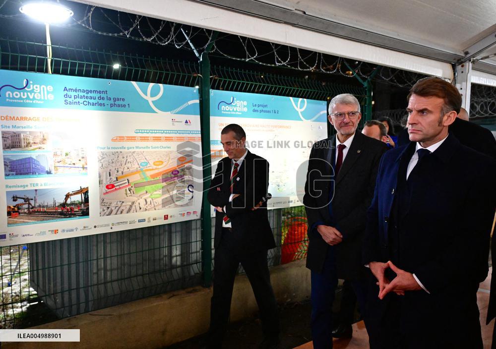 President Macron Visits Expansion Marseille Saint-Charles Site - Marseille