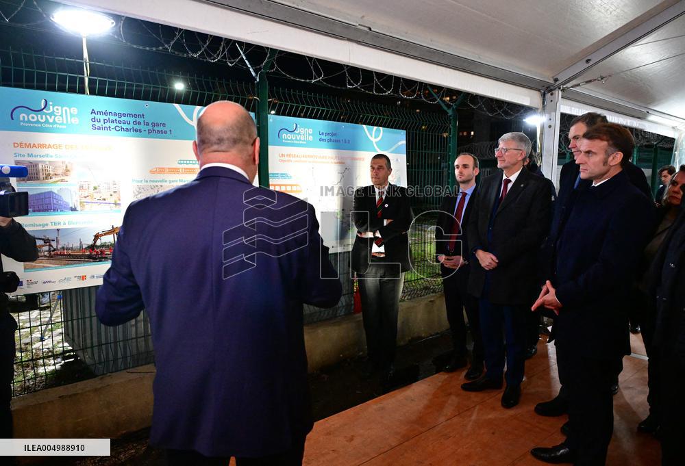 President Macron Visits Expansion Marseille Saint-Charles Site - Marseille