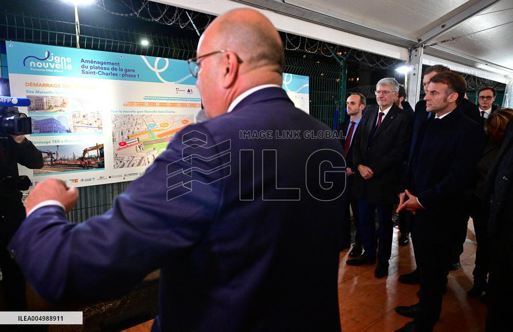 President Macron Visits Expansion Marseille Saint-Charles Site - Marseille