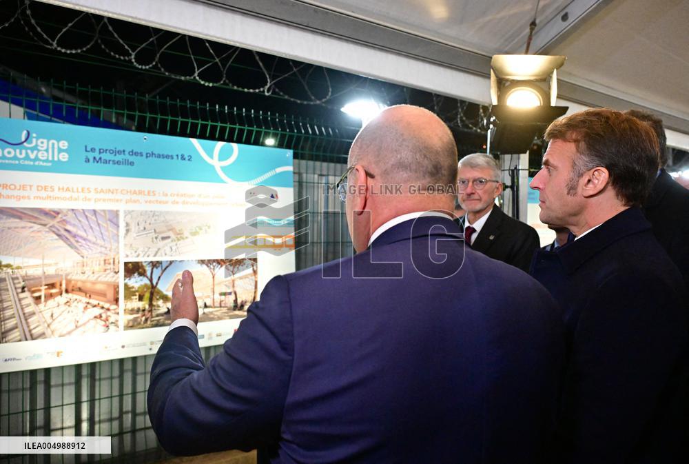 President Macron Visits Expansion Marseille Saint-Charles Site - Marseille