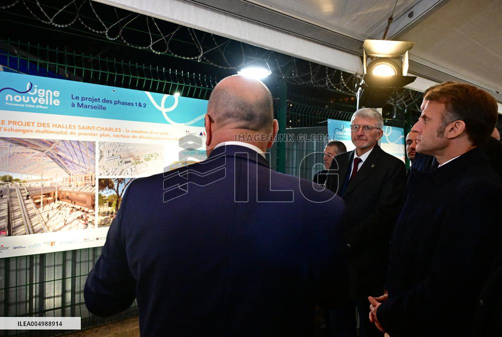 President Macron Visits Expansion Marseille Saint-Charles Site - Marseille