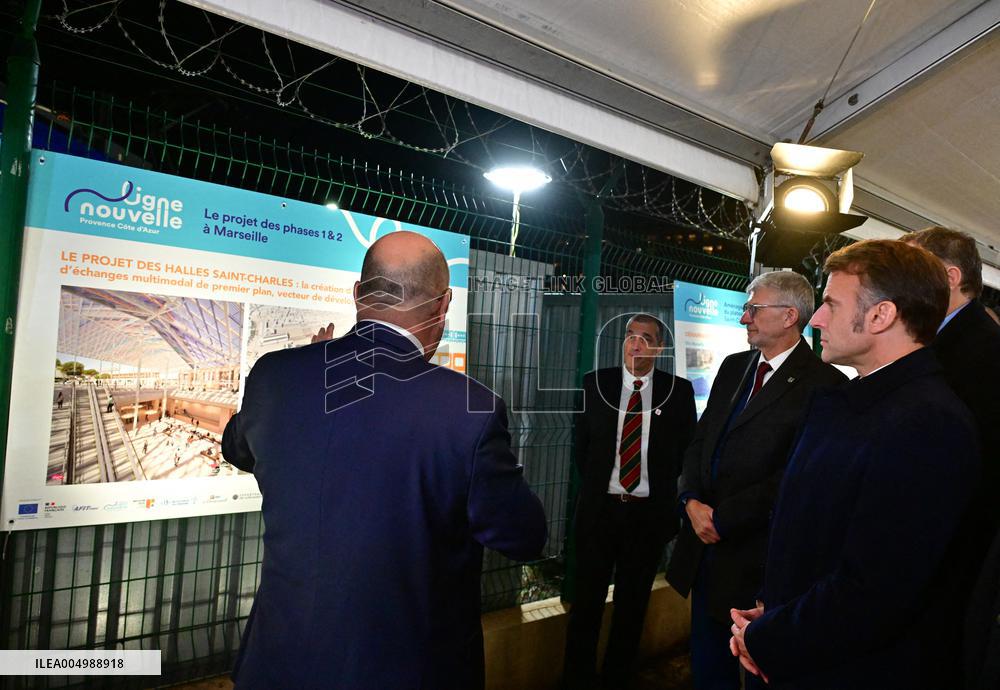 President Macron Visits Expansion Marseille Saint-Charles Site - Marseille