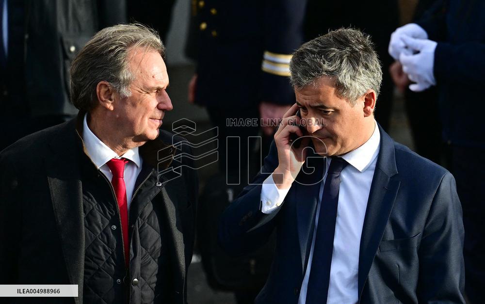 French President Macron Inaugurates Police Station In Marseille - France