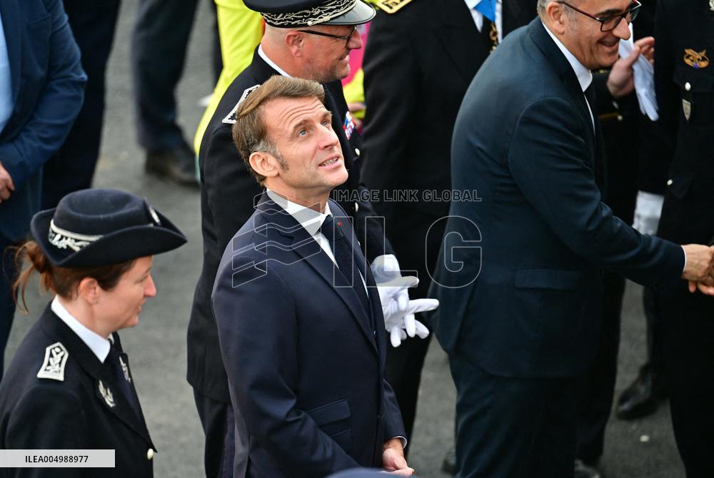 French President Macron Inaugurates Police Station In Marseille - France