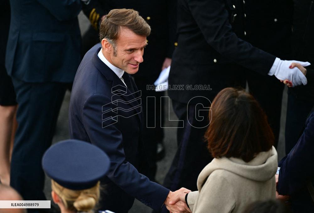 French President Macron Inaugurates Police Station In Marseille - France