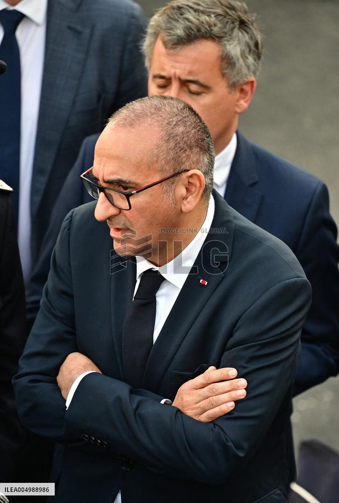 French President Macron Inaugurates Police Station In Marseille - France