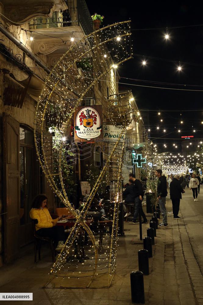 Christmas Decorations Light up The Streers of Jounieh - Lebanon