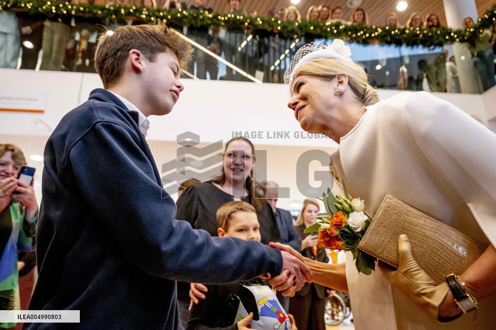 Queen Maxima Meets Children Before Signing Partnership - Utrecht