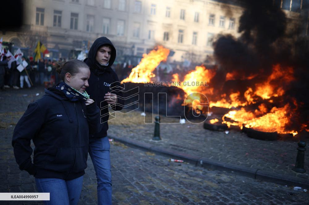 Farmers Protest Ahead Of EU Summit - Brussels