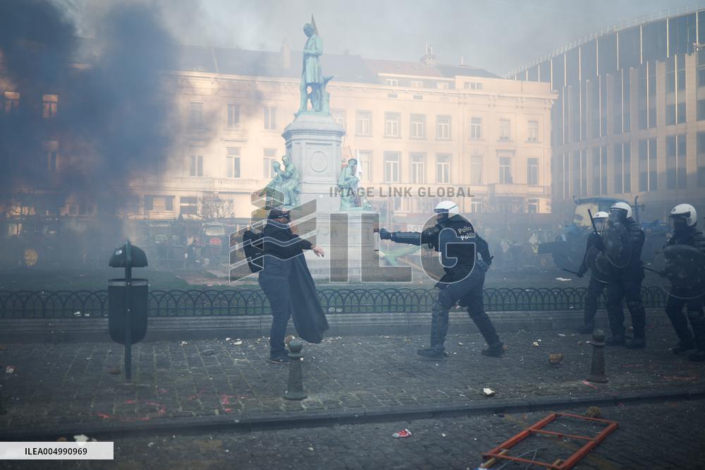 Farmers Protest Ahead Of EU Summit - Brussels