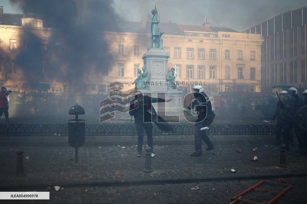Farmers Protest Ahead Of EU Summit - Brussels