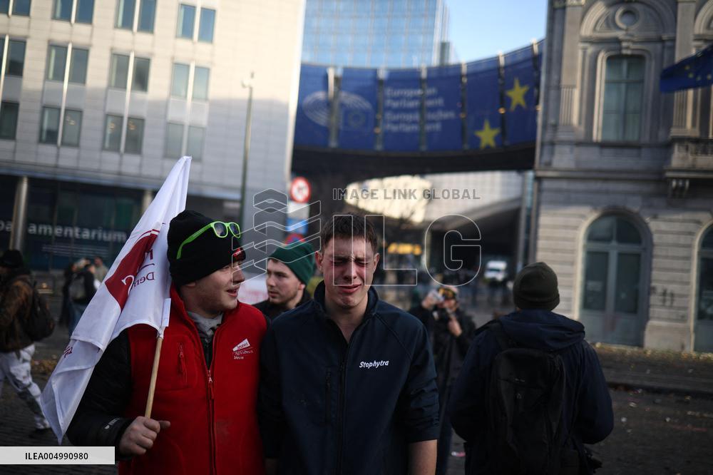 Farmers Protest Ahead Of EU Summit - Brussels