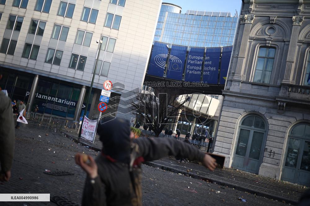 Farmers Protest Ahead Of EU Summit - Brussels