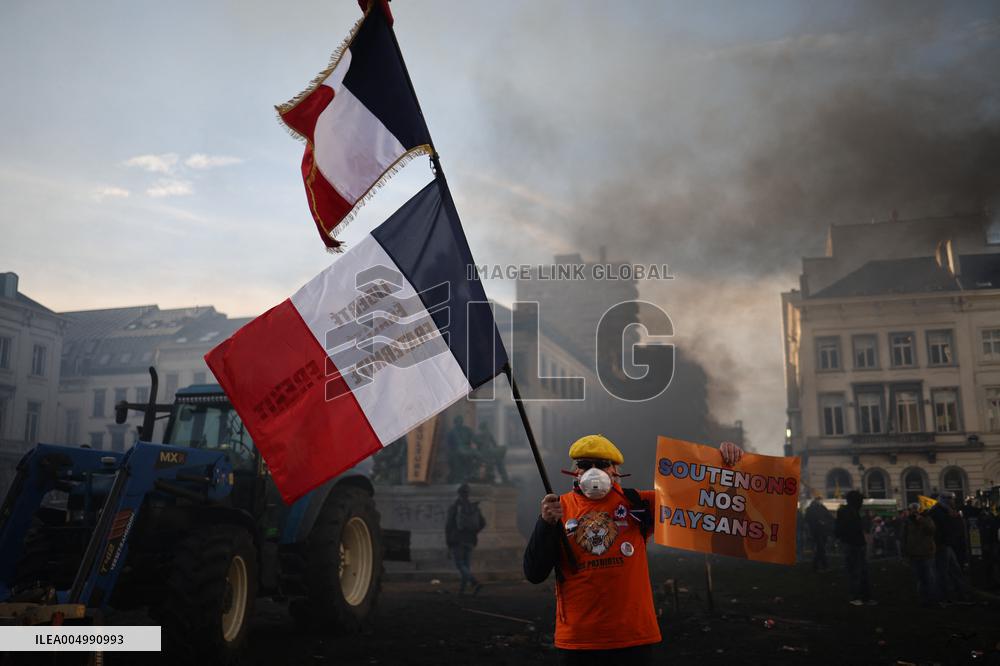 Farmers Protest Ahead Of EU Summit - Brussels