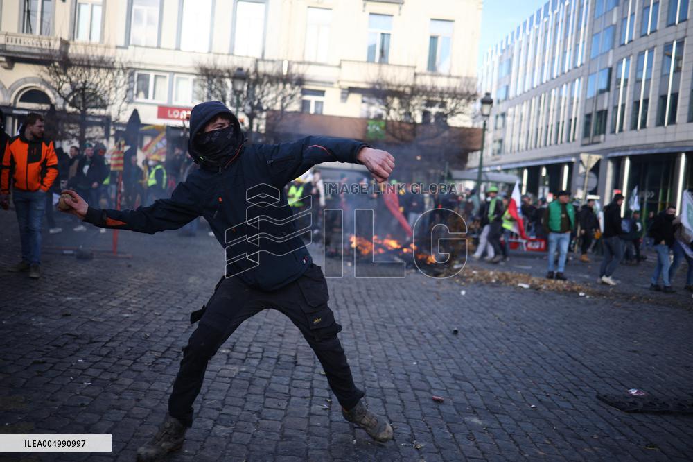 Farmers Protest Ahead Of EU Summit - Brussels