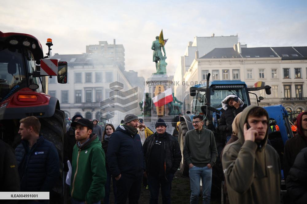 Farmers Protest Ahead Of EU Summit - Brussels