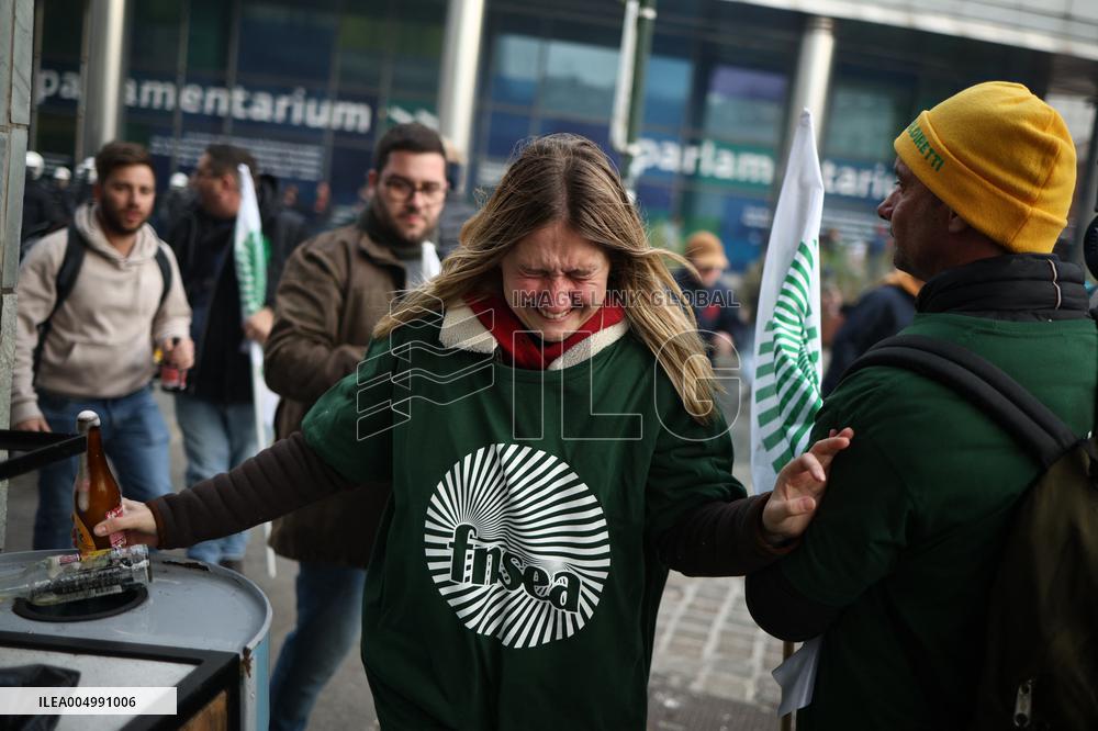 Farmers Protest Ahead Of EU Summit - Brussels